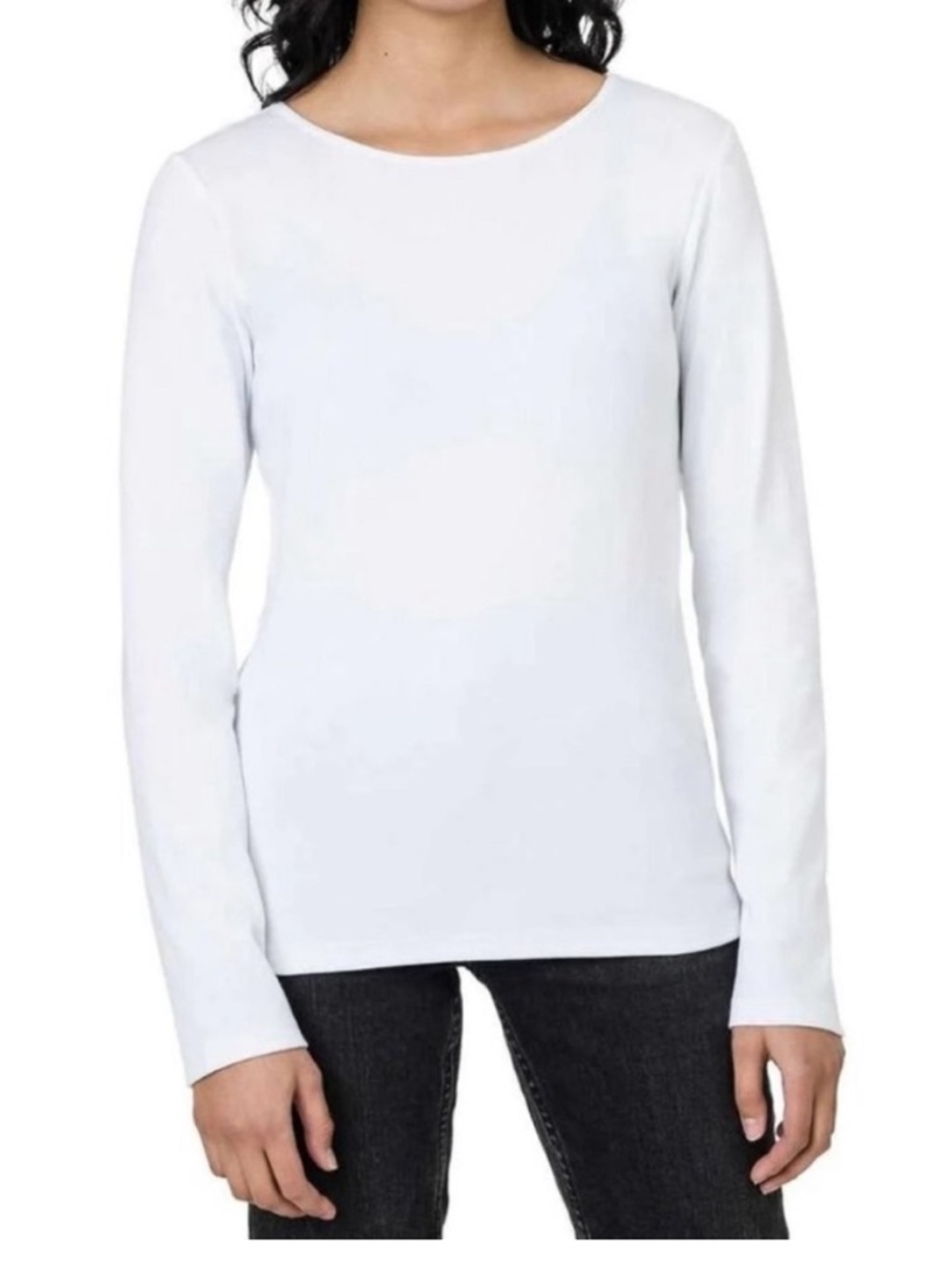 Ellen Tracy Long Sleeve Cotton Tee / White